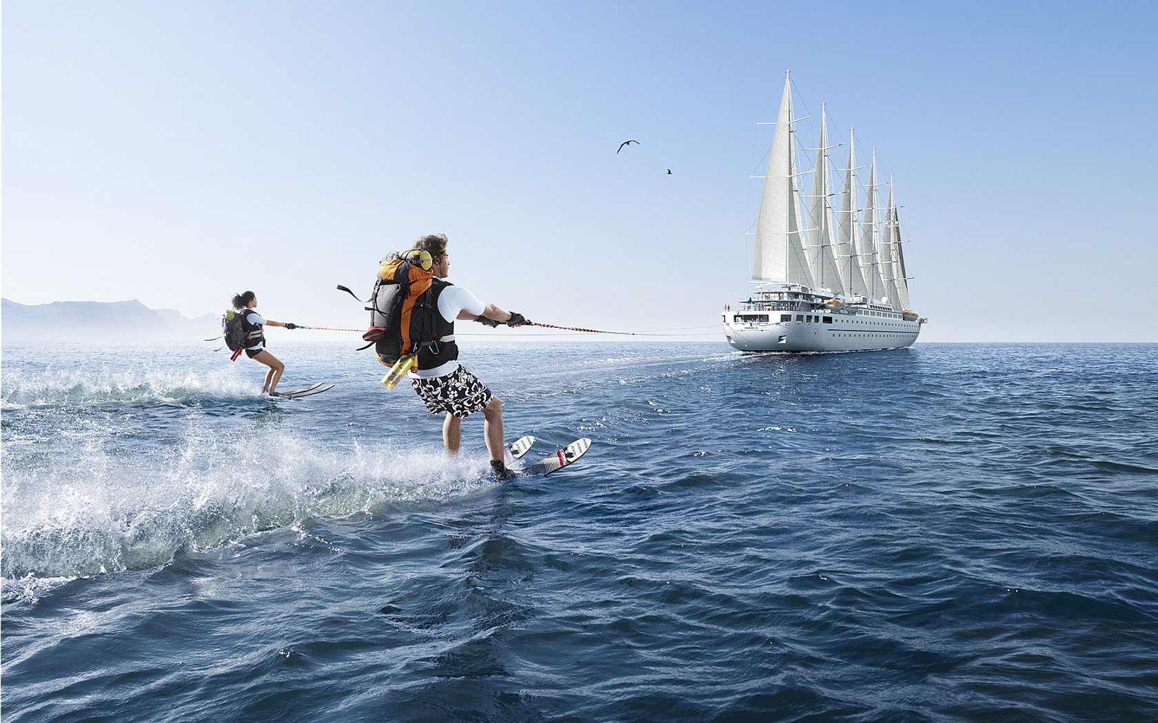 romain laurent sailboats water skiing hiking fantasy