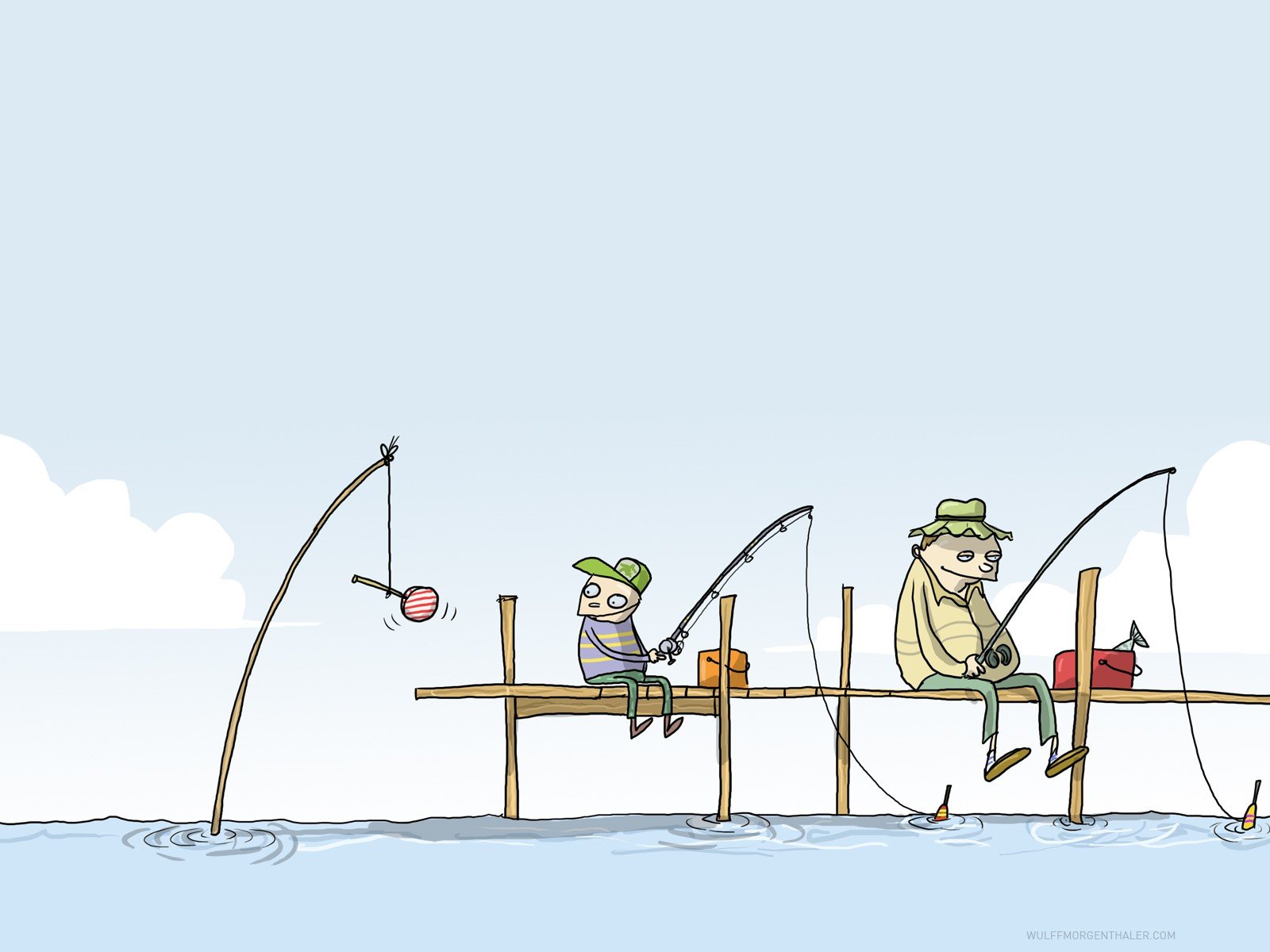 pescadores cebo caricatura humor wulffmorgenthaler