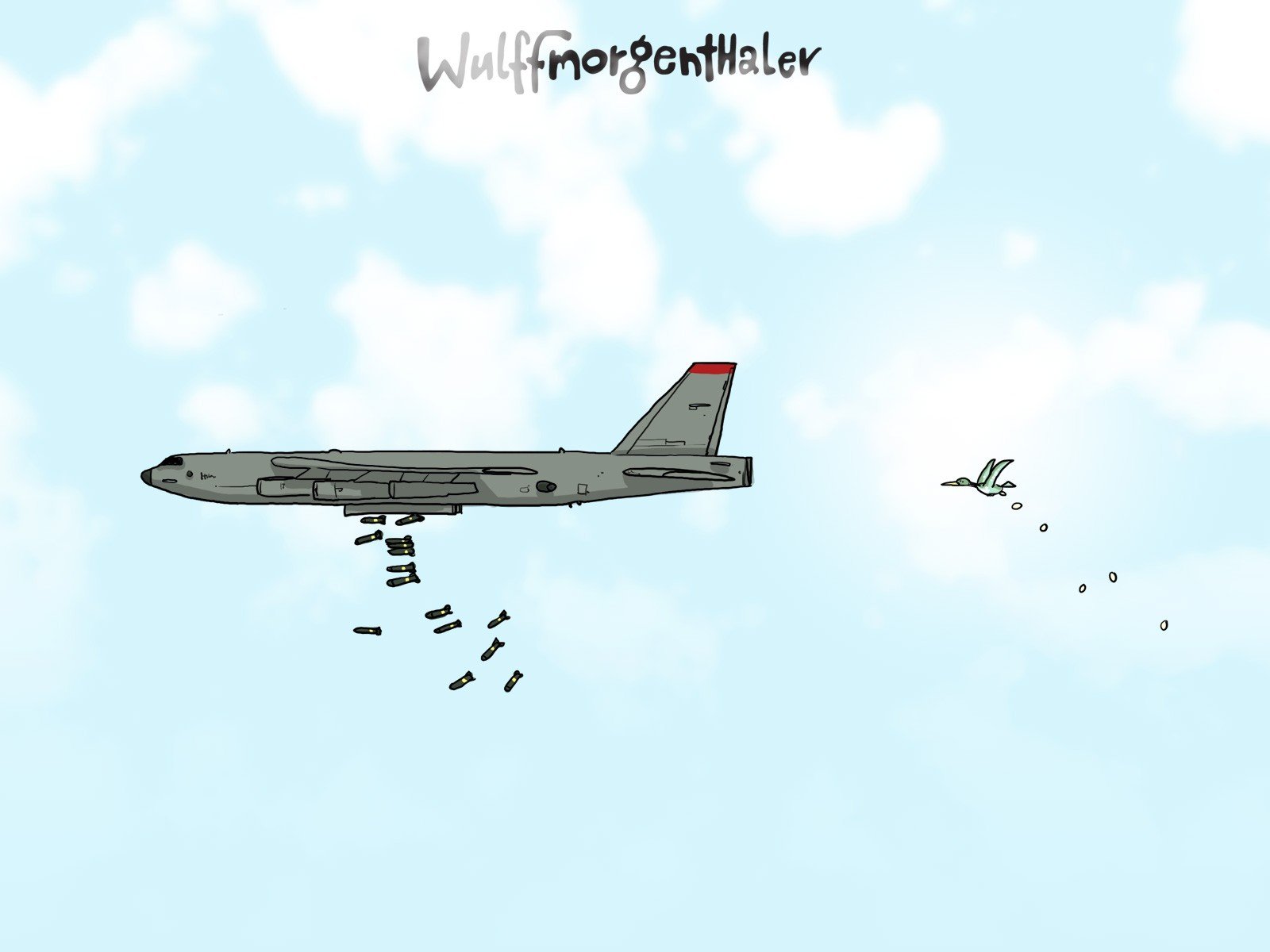 bomber flugzeug karikatur humor wulffmorgenthaler