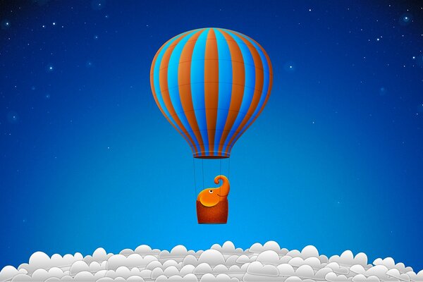 A balloon is flying in the clouds