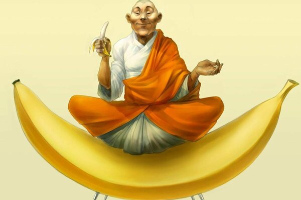 L image de yoga sur la banane