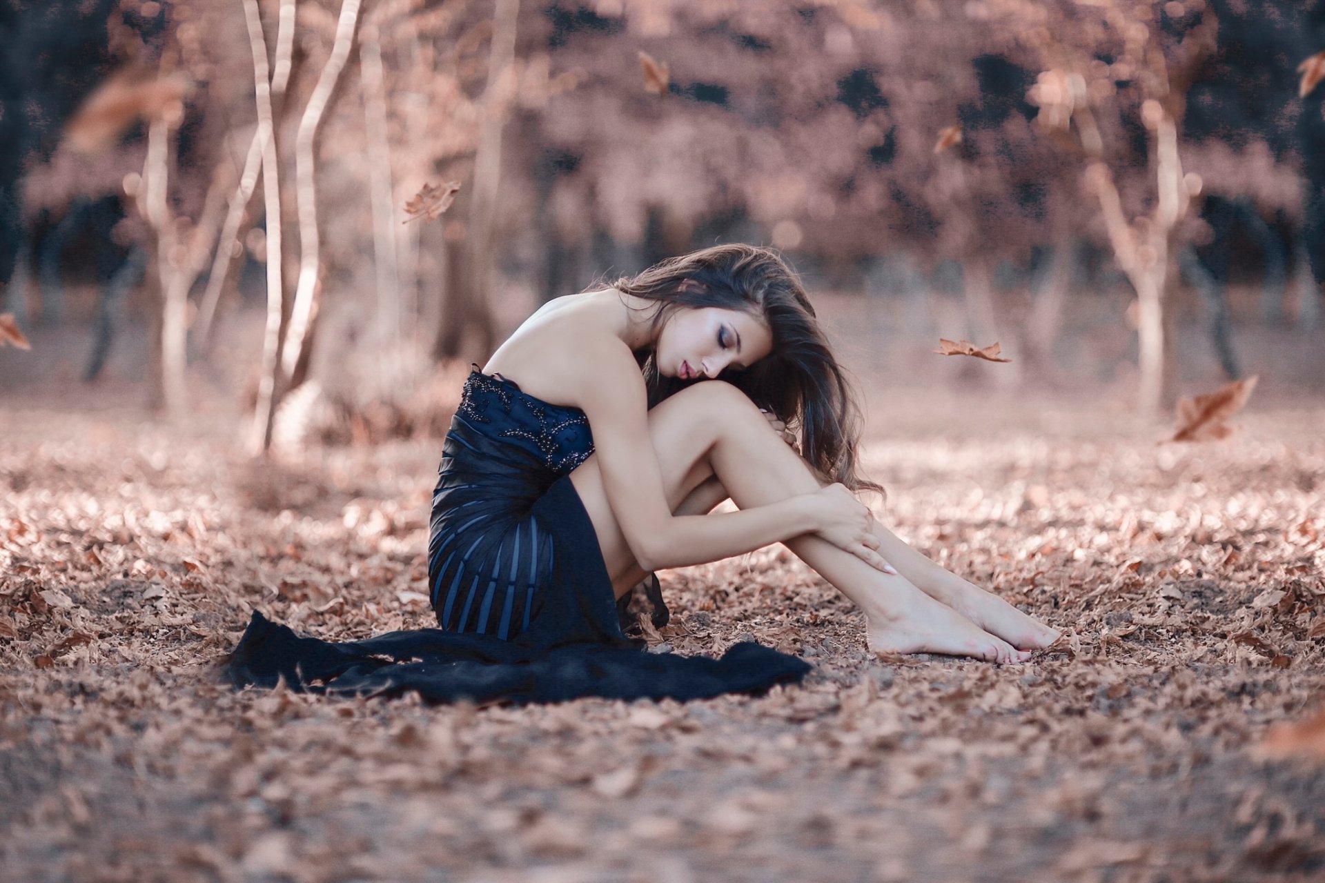 pas l histoire sans fin la jeune fille les pieds automne feuilles alessandro di cicco