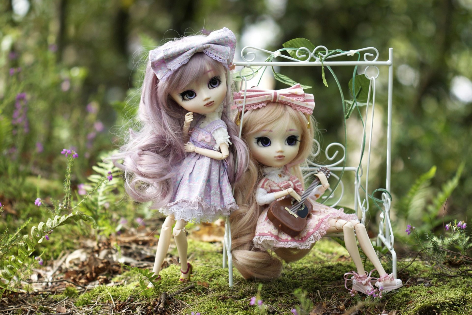 doll toys girls swing guitars nature