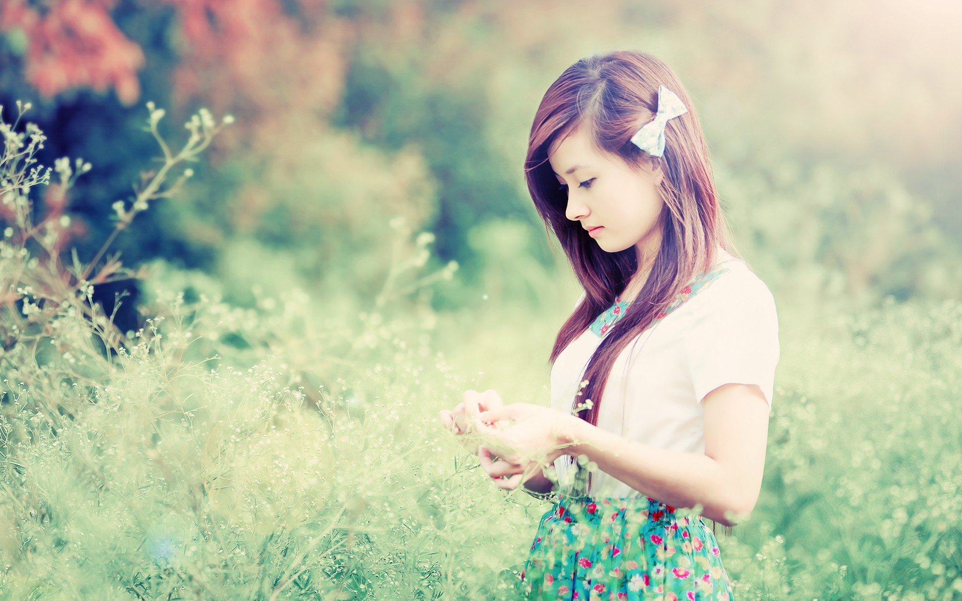 girl asian japanese model beauty nature grass outdoor tranquility