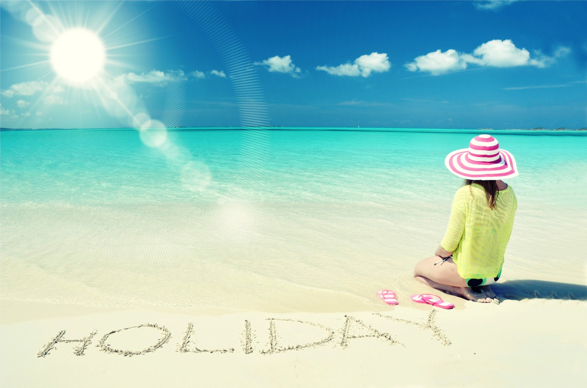 été vacances plage mer soleil vacances été fille chapeau