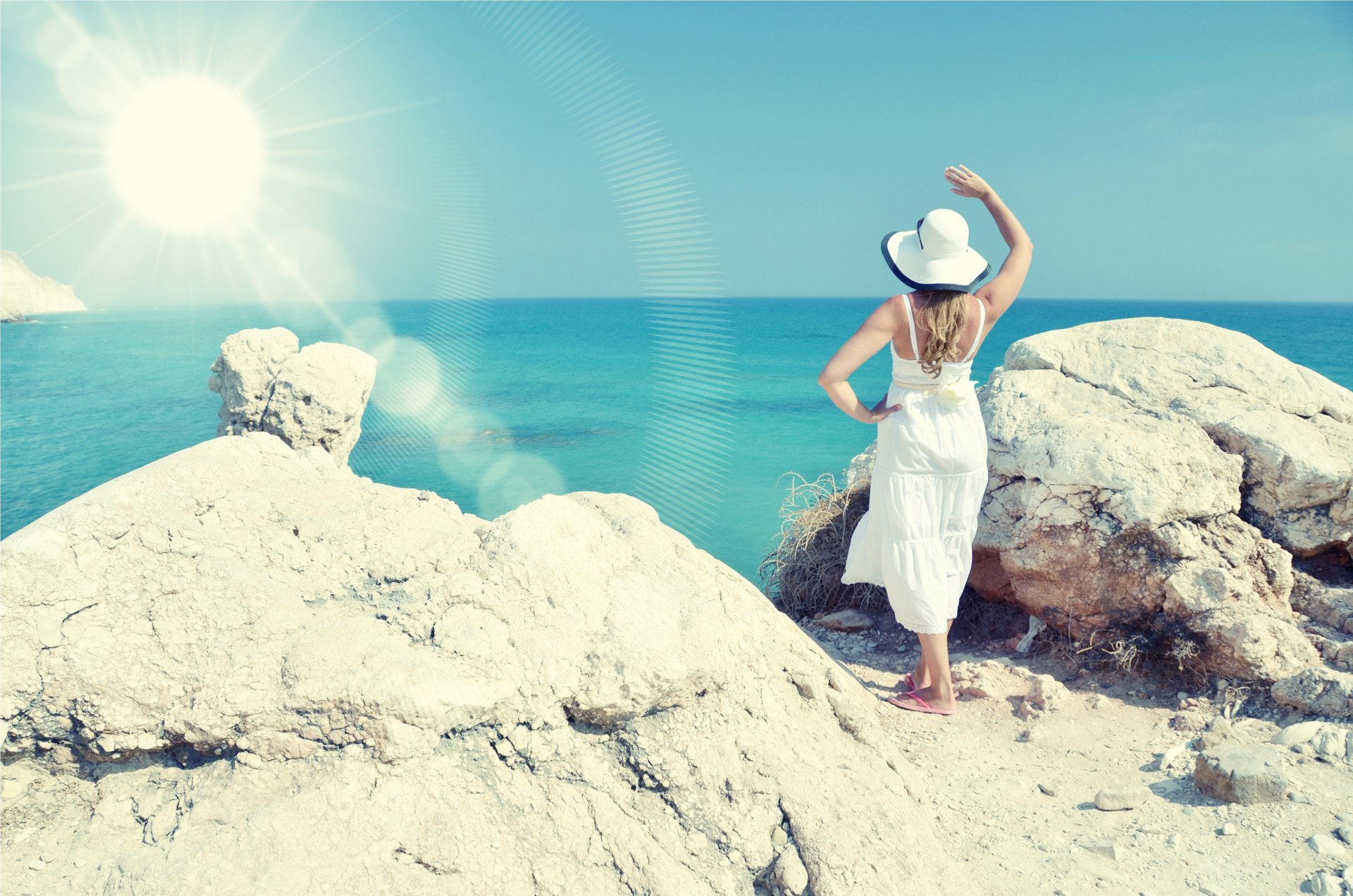 sommer urlaub strand meer sonne urlaub sommer mädchen hut