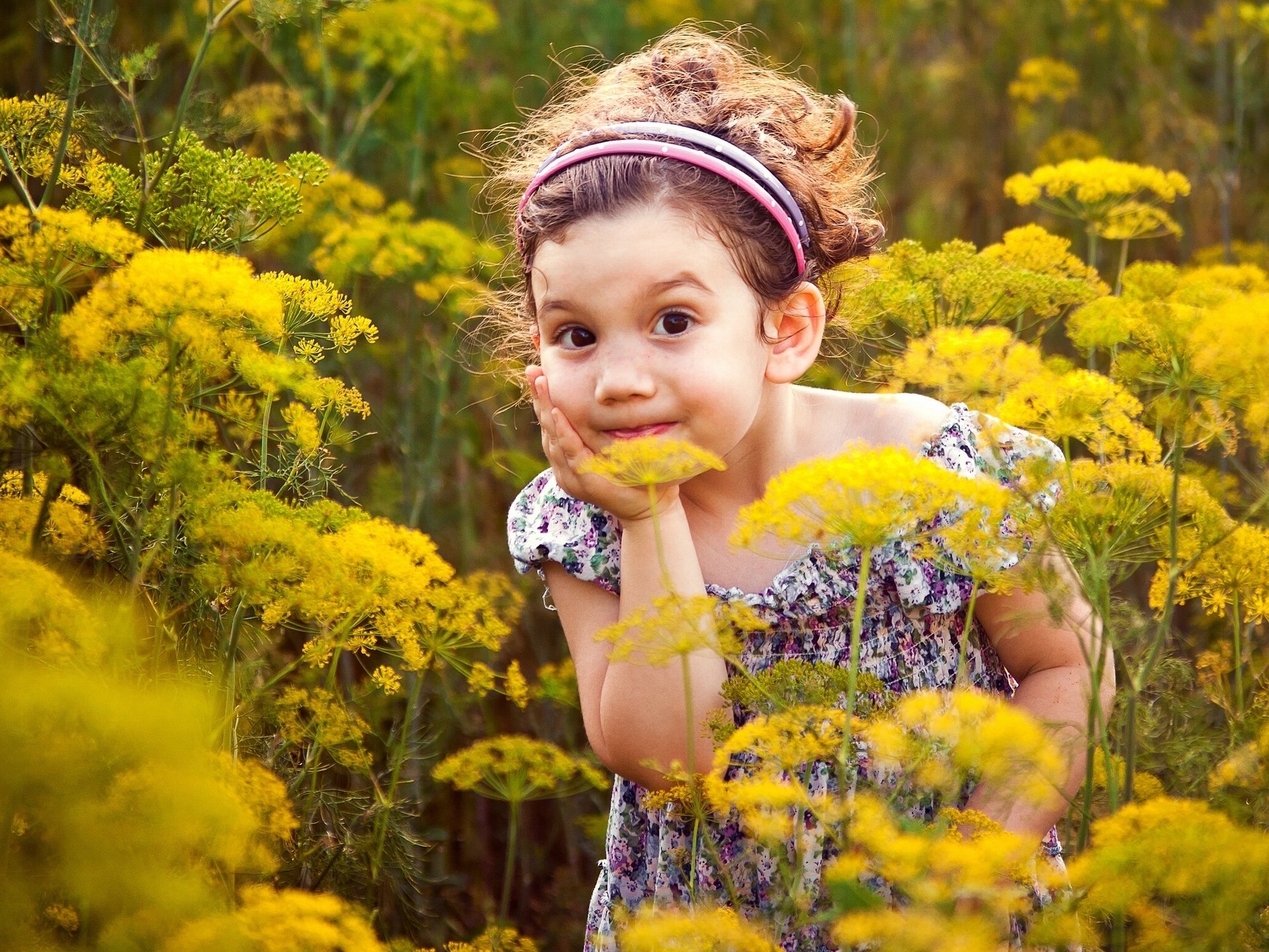 girl surprised meadow
