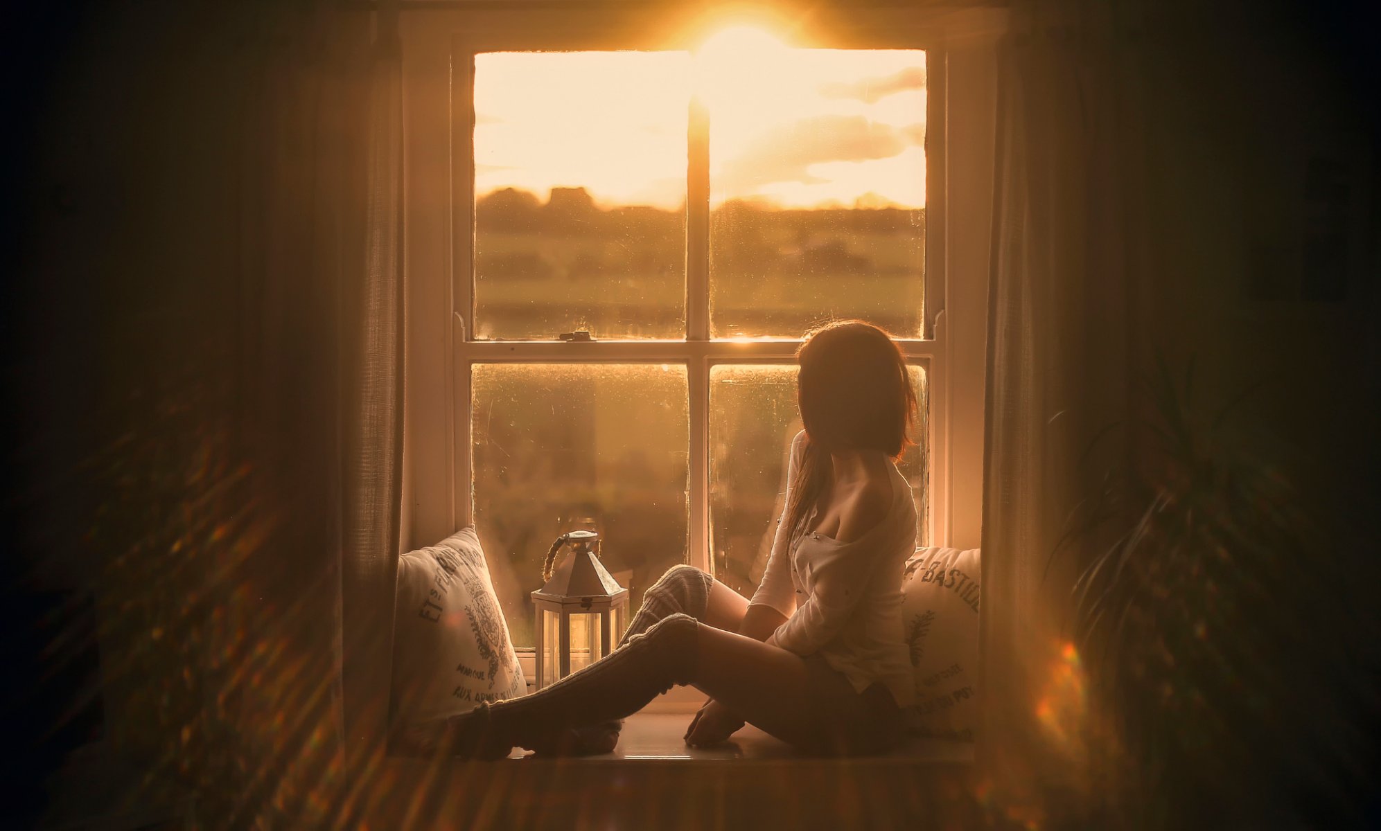 natural touch girl window feet pillow