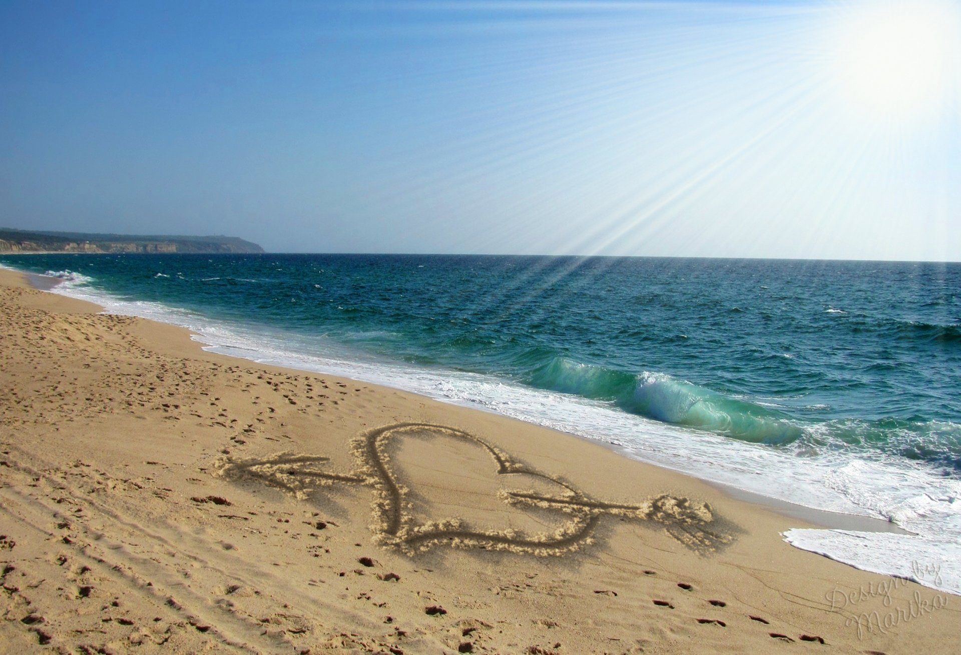sand strand sonne liebe meer marica-design muster herz romantik