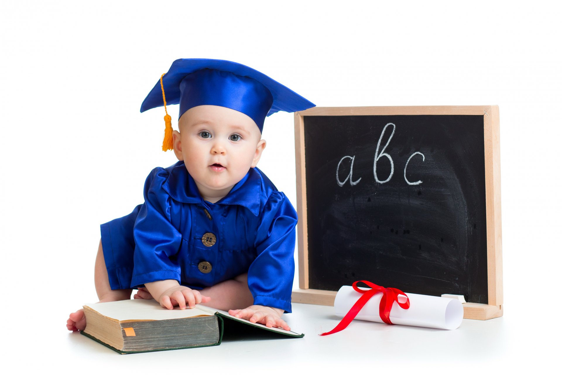 bebé bebé niños uniforme azul tablero libro