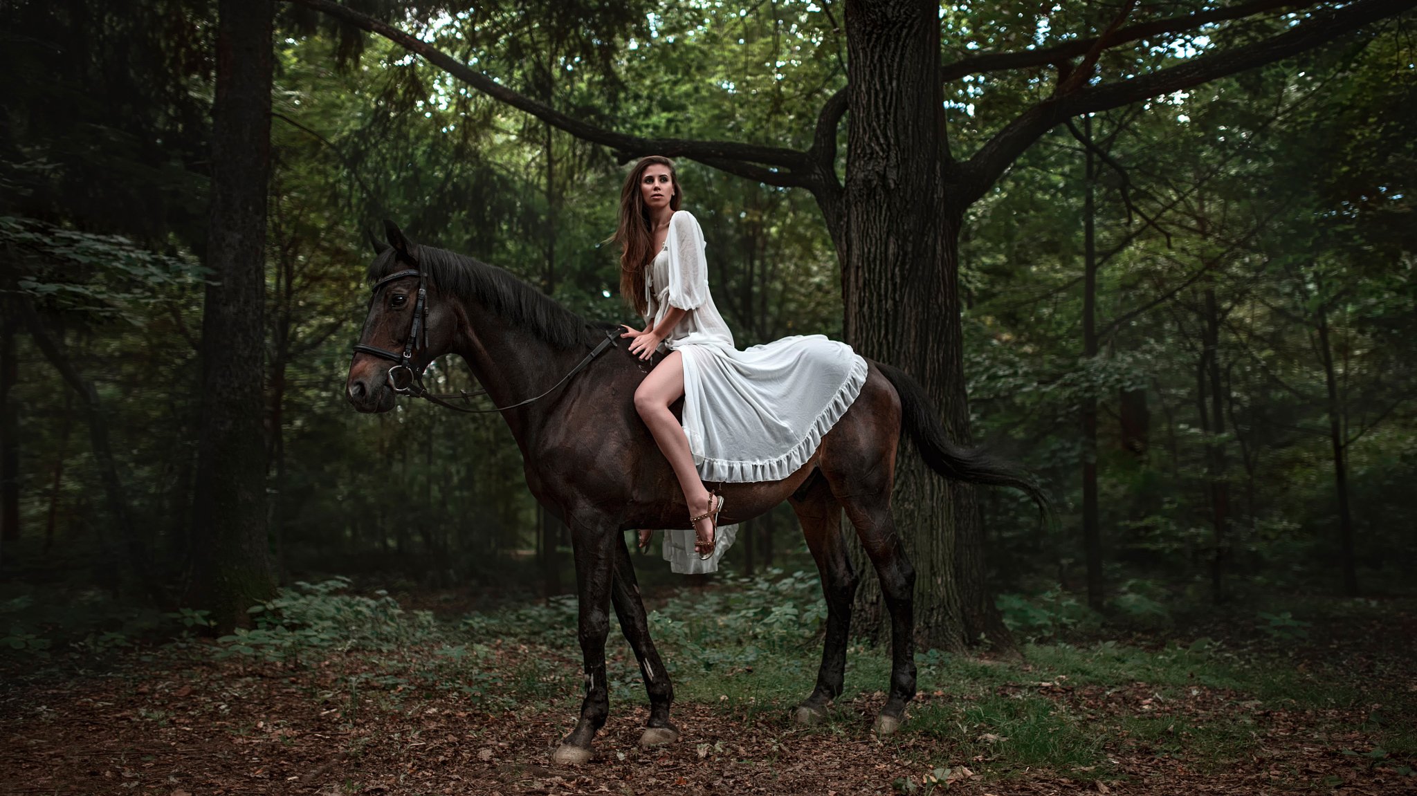 elena bellfegora ragazza cavallo foresta avventura gamba georgy chernyadiev