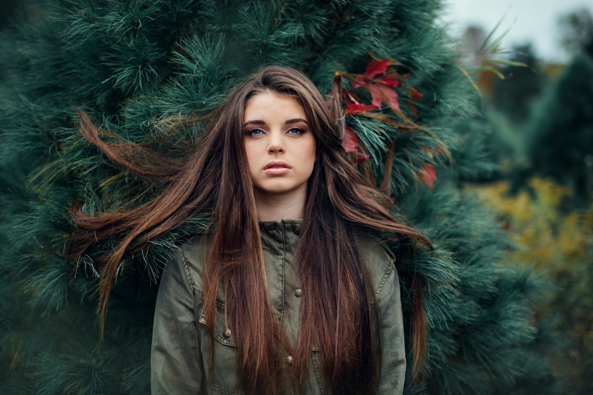 emma jesse herzog portret piękno włosy igły jesień