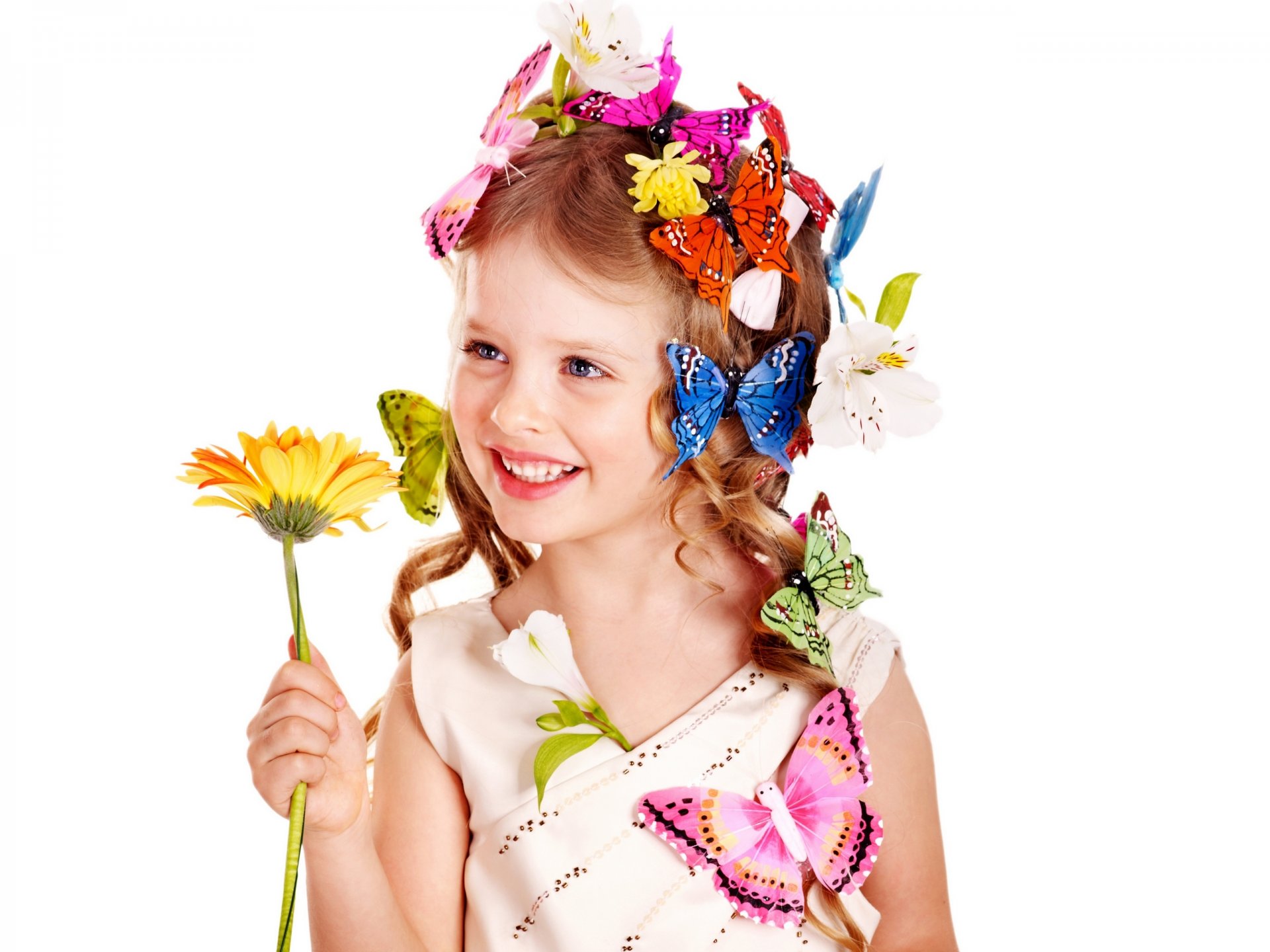 mädchen blond kind schönheit schmetterlinge blumen haare locken kräuseln sonnenblume mädchen schön blond blaue augen baby charme schmetterlinge locken blume sonnenblume