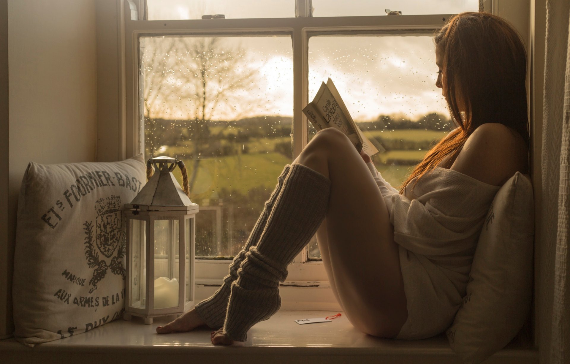 relax girl book window reading