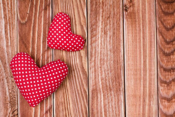 Hearts on a wooden table