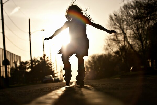 Chica bailando en patines