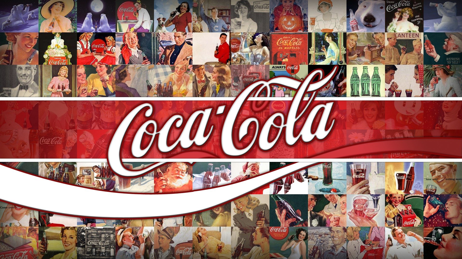 coca-cola logo getränk marke werbung klassiker hintergrund