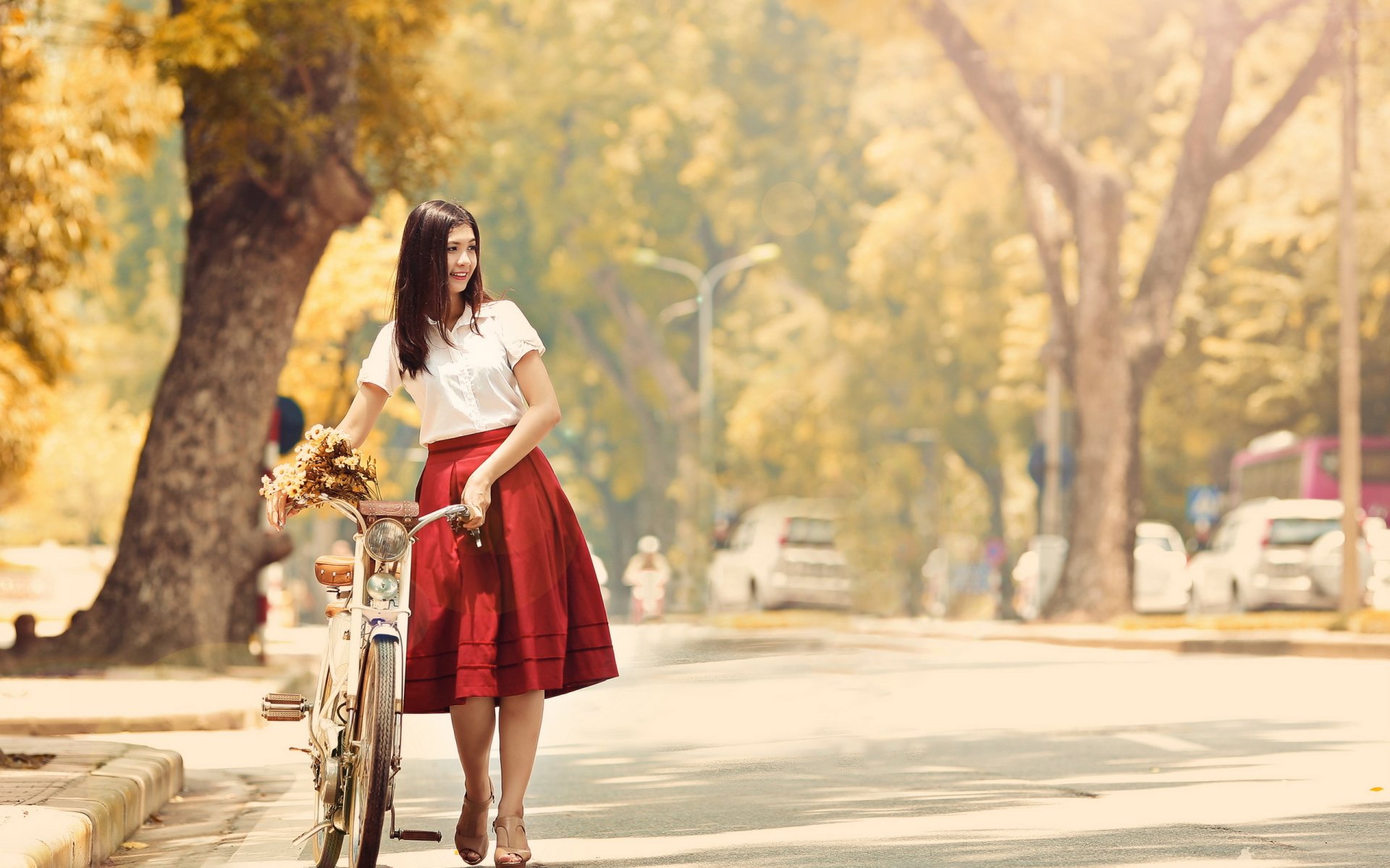 chica calle bicicleta