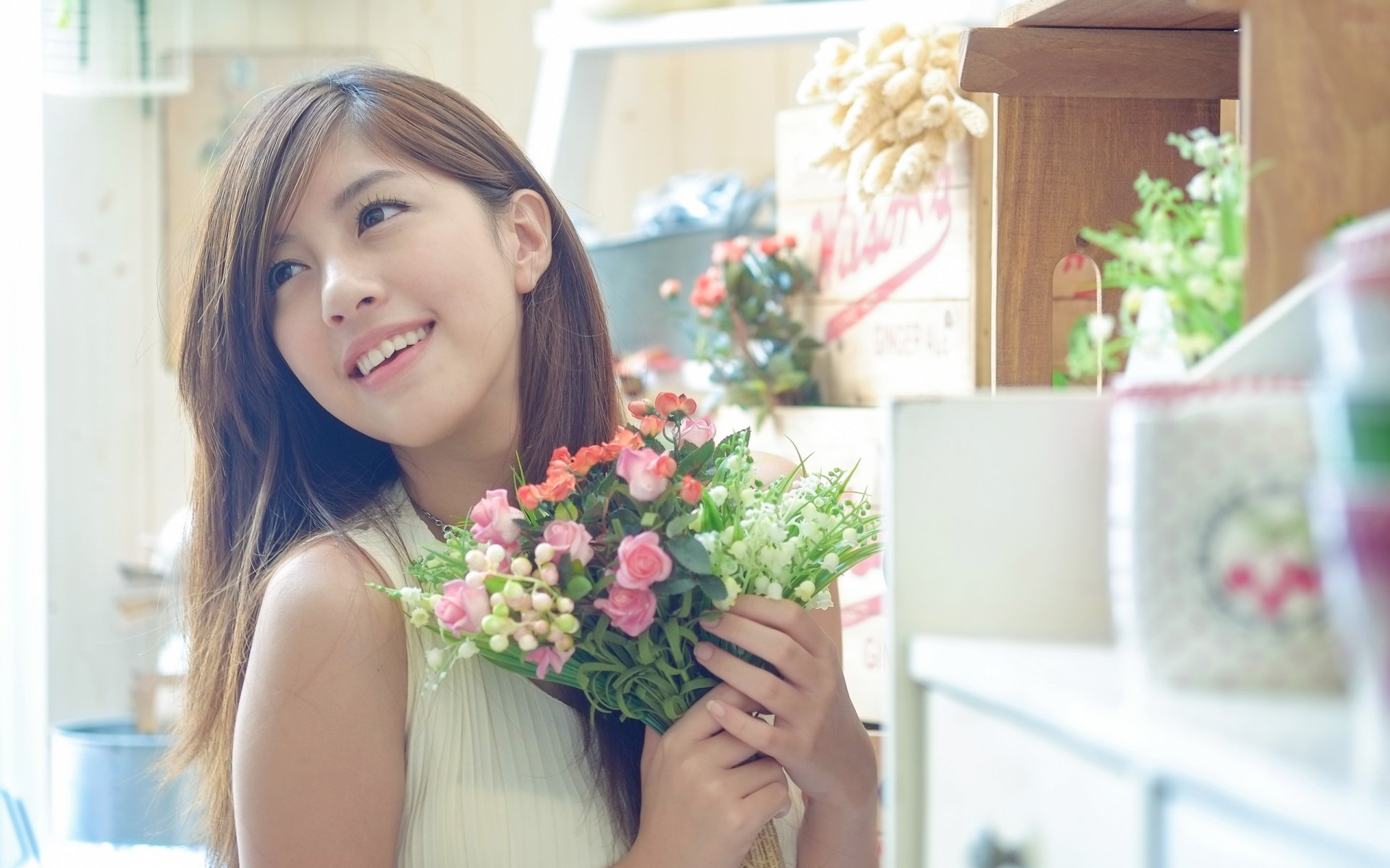 girl asian flower