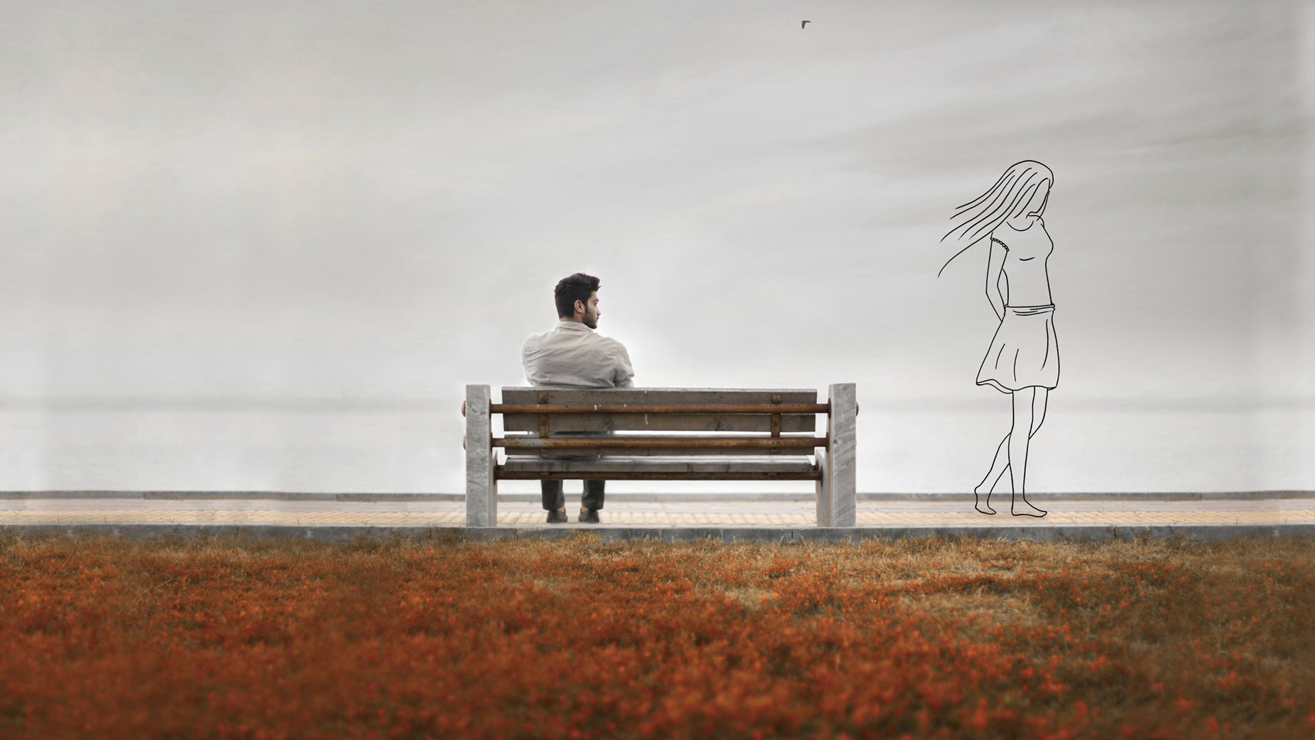 la mémoire le gars sur le banc la jeune fille la silhouette les souvenirs