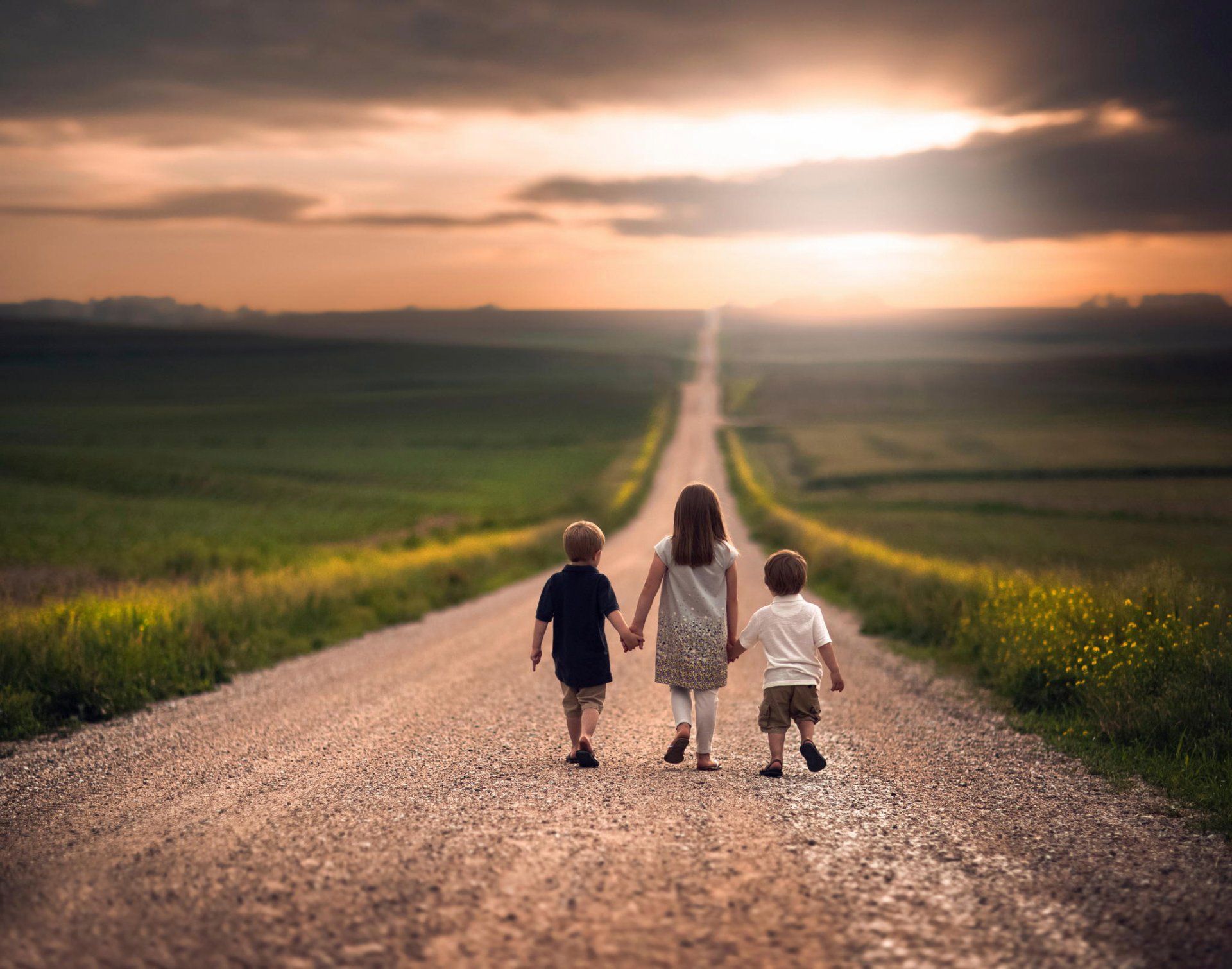 enfants fille garçons la route l espace le chemin