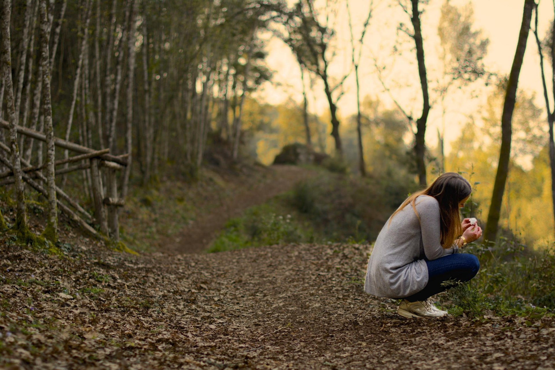 girl forest trail