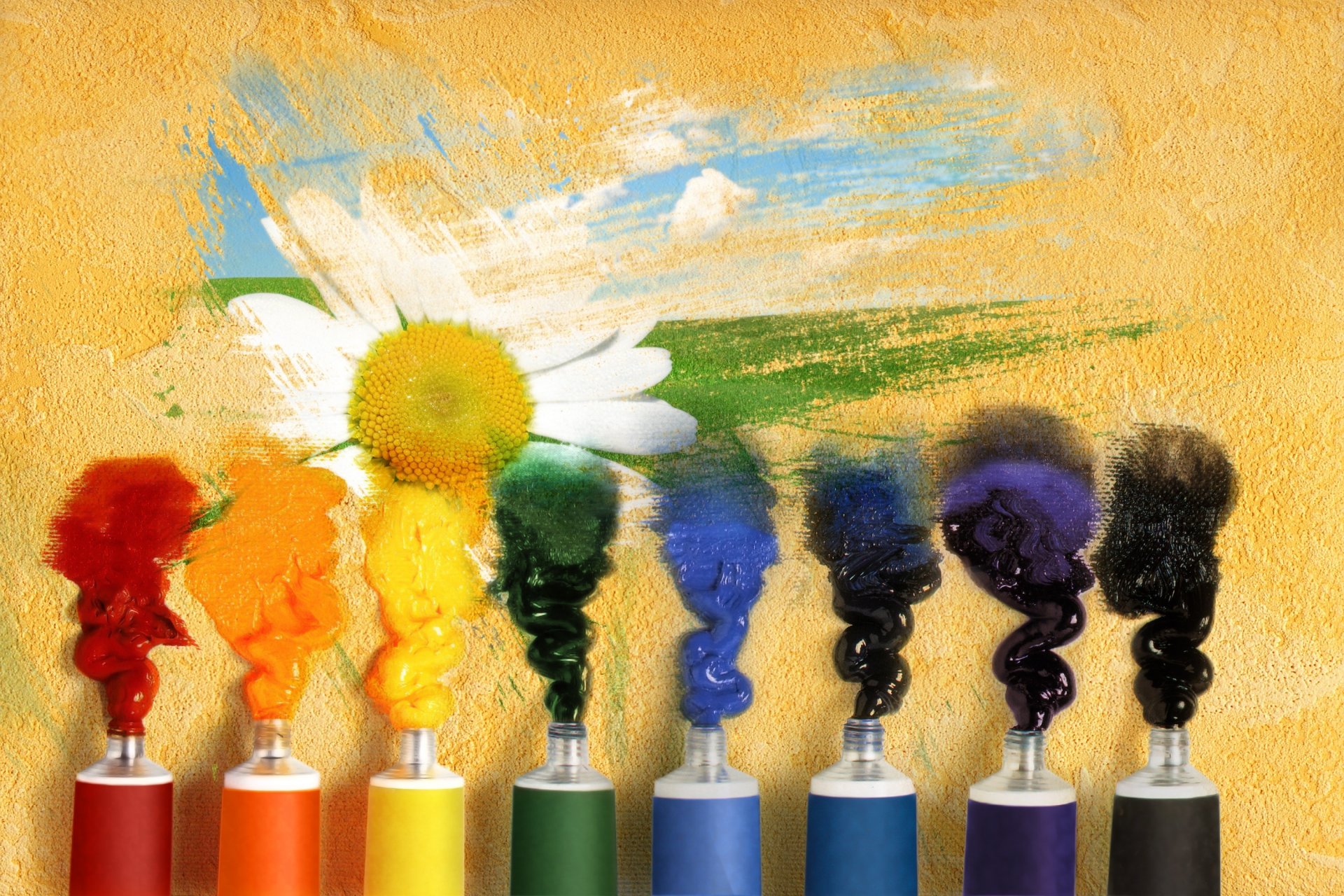 mood paint gouache tubes flower picture background wallpaper widescreen full screen hd wallpaper