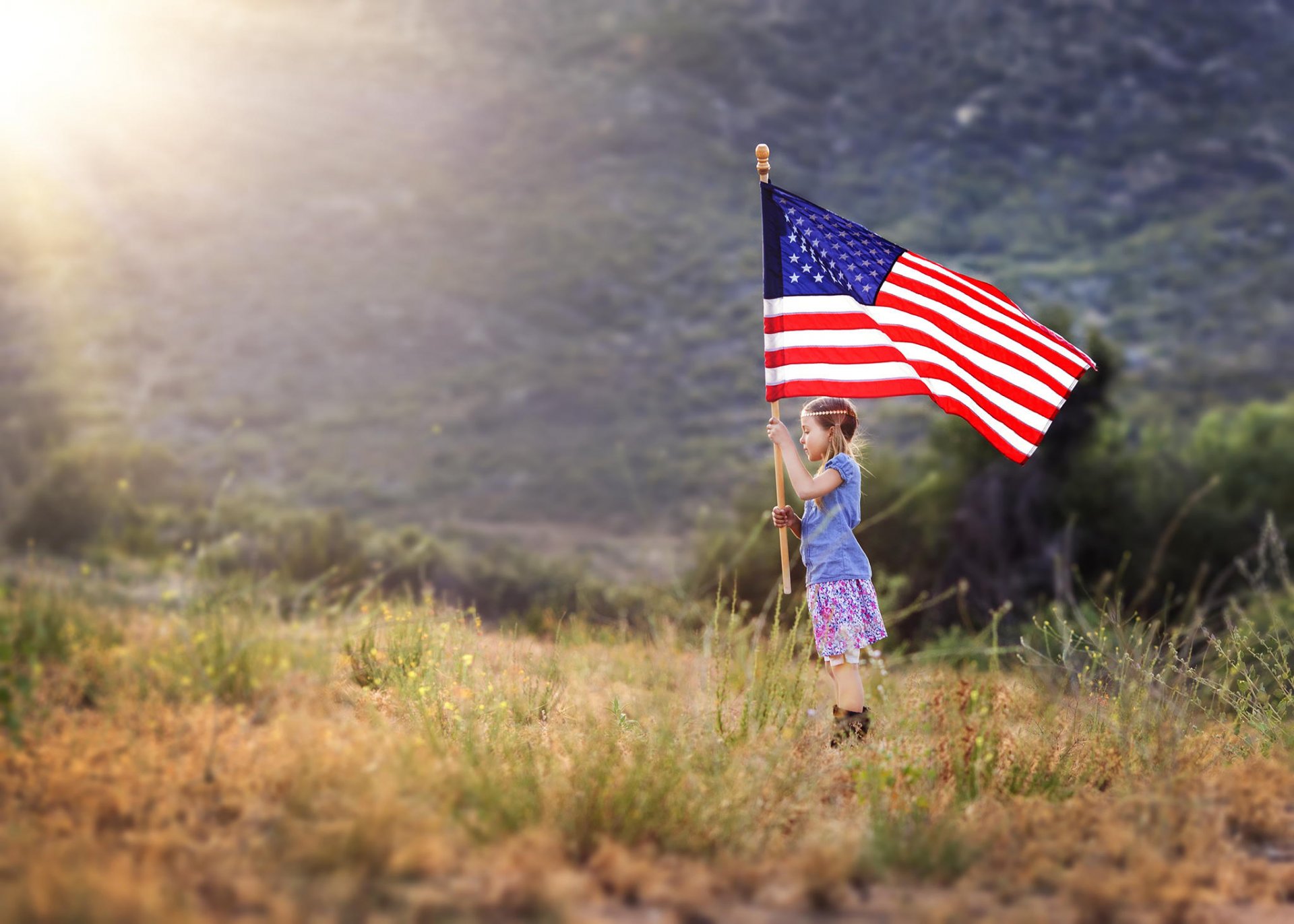 american girl mädchen flagge patriotismus