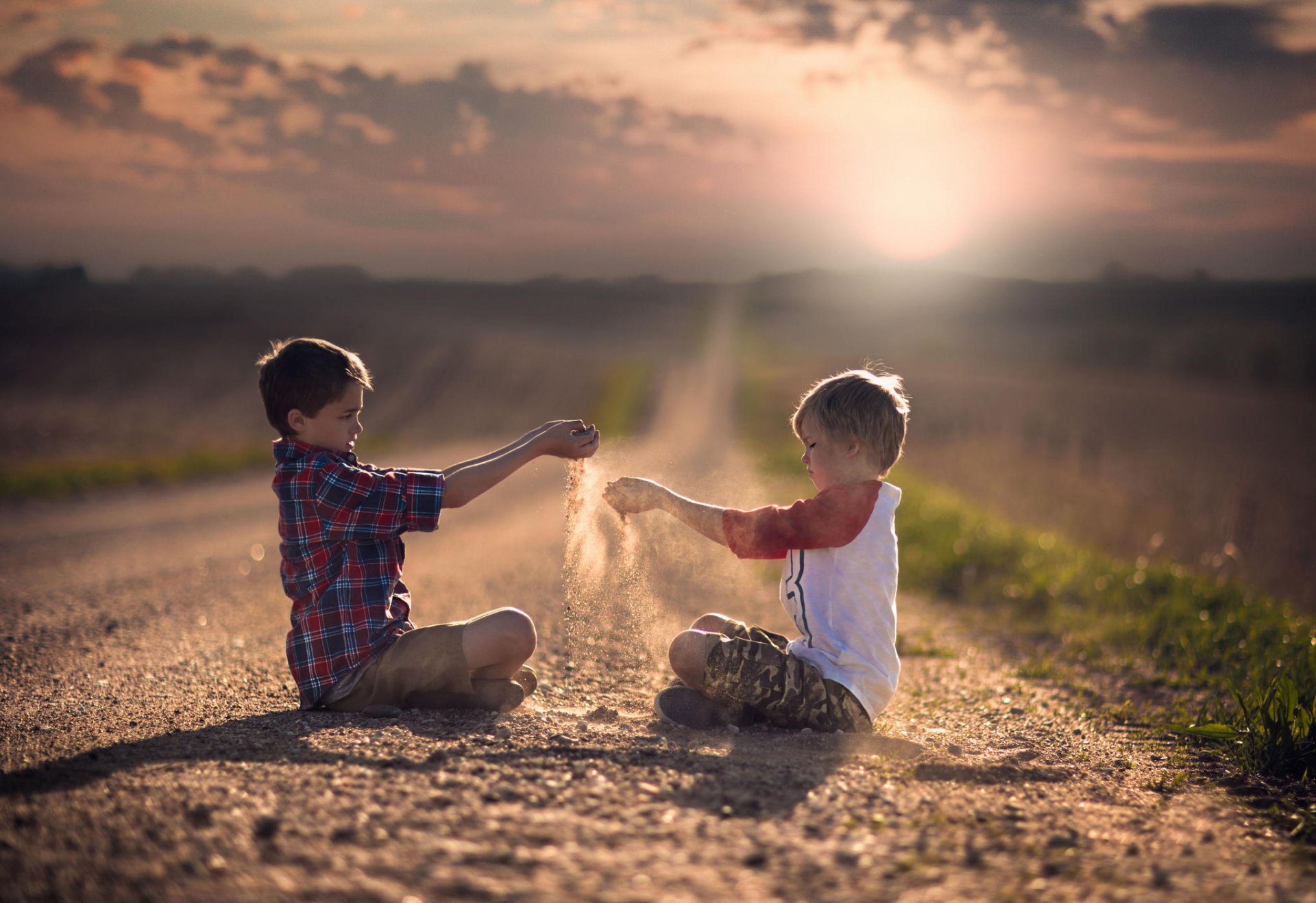 dzieci droga przestrzeń bokeh dzieciństwo