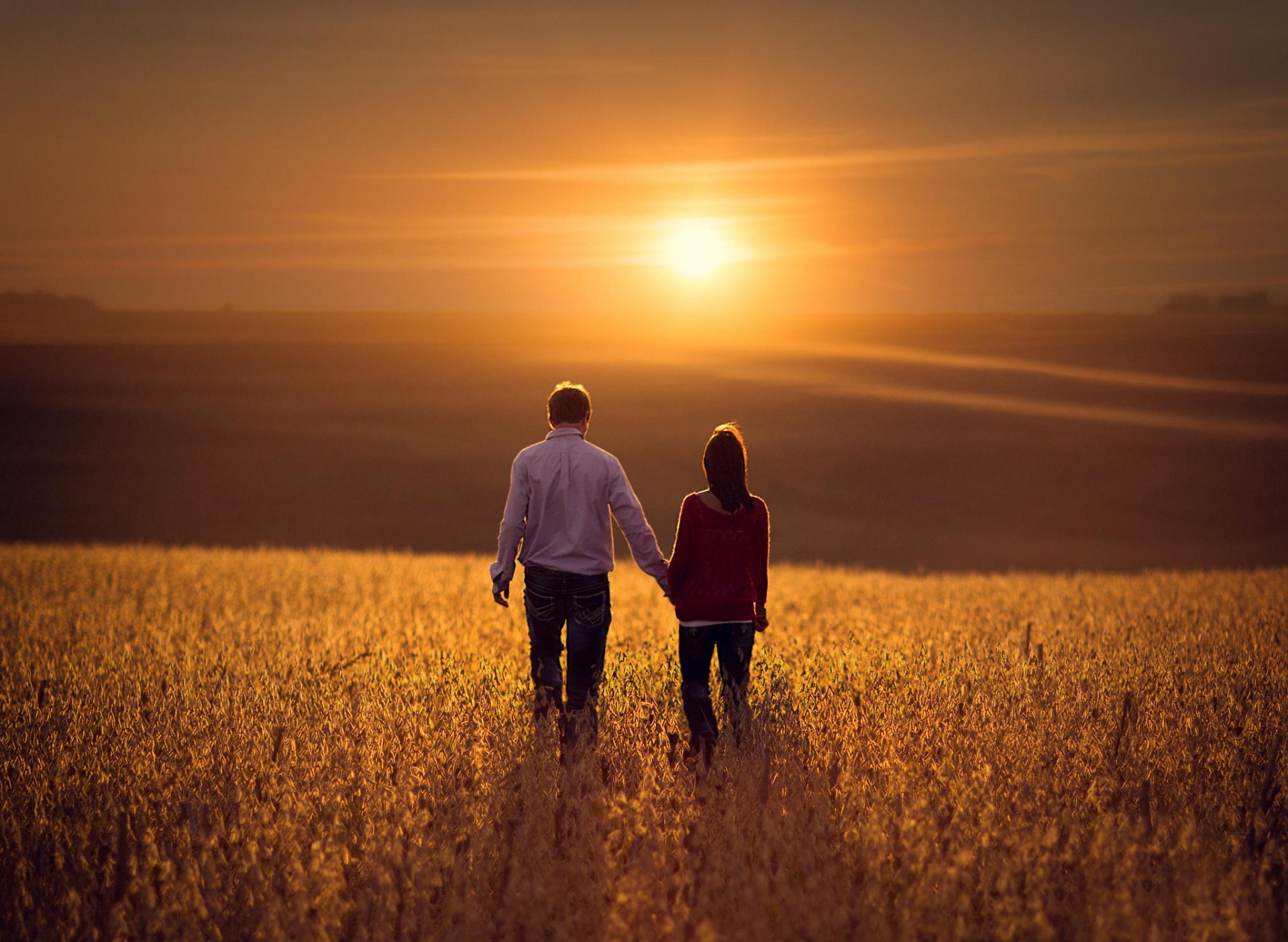 pareja campo sol