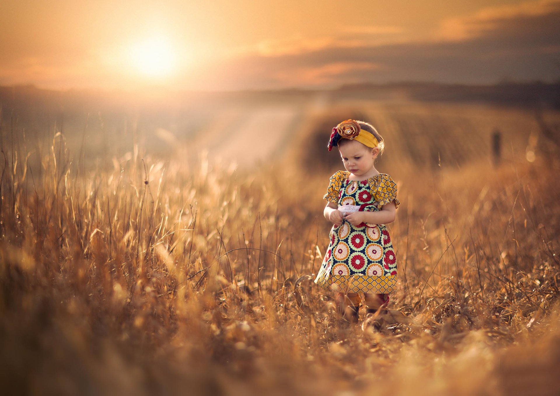 mädchen kleid feld weite sonne bokeh dal