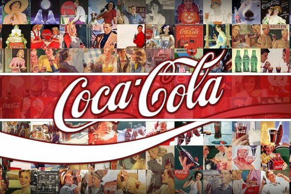 Реклама напитков кока кола, логотип