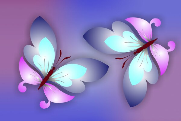 Painted butterflies on a delicate background