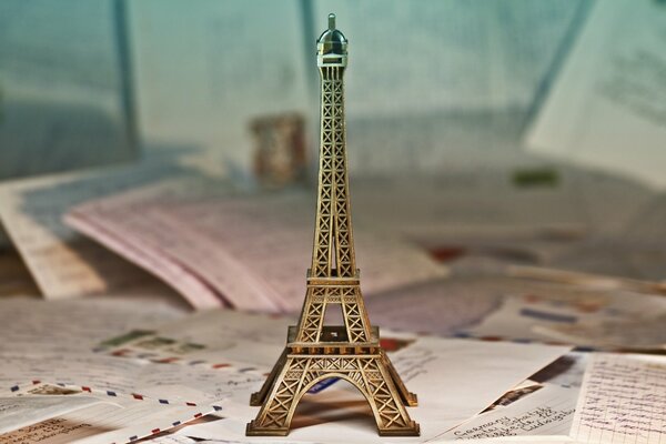 Eiffel Tower on the background of letters