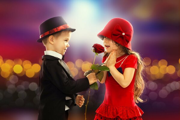 Romance, love, children s couple