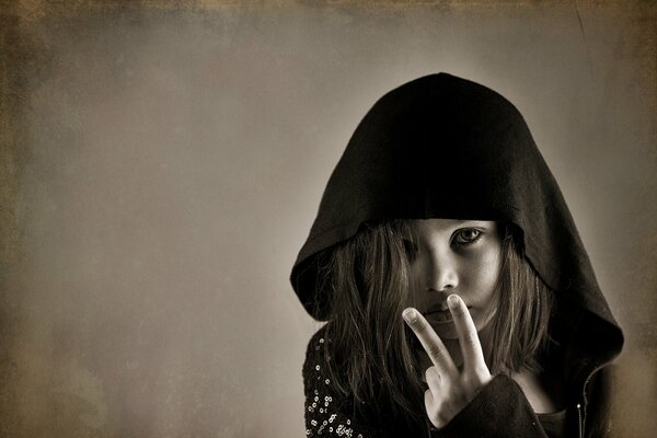 Dark portrait of a little girl