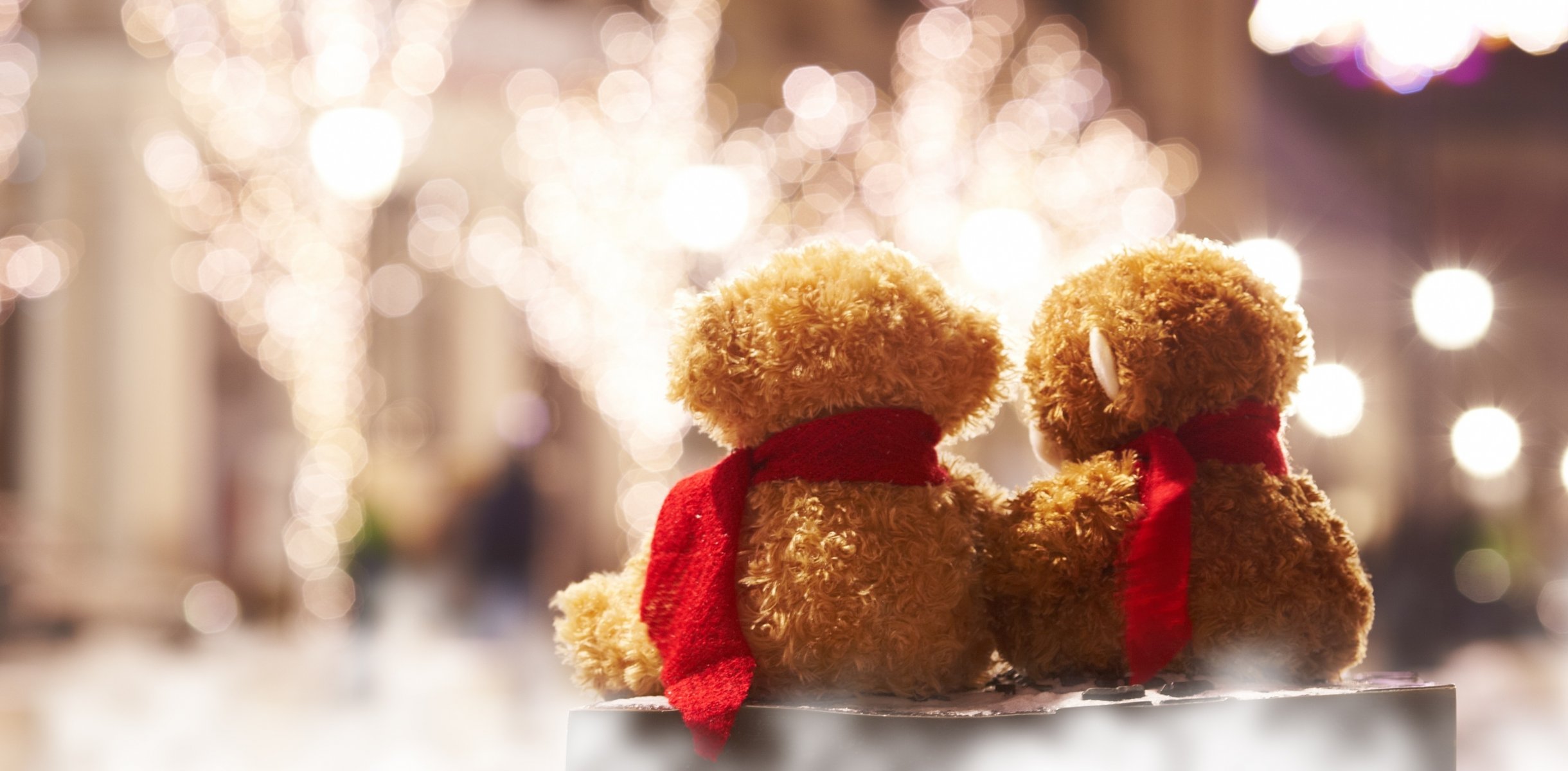 mood toys toy teddy bears teddy bear scarf lights blur bokeh background wallpaper widescreen fullscreen widescreen widescreen