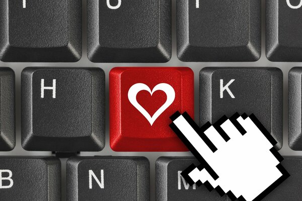 Red keyboard button with a heart