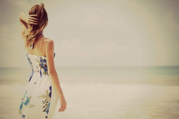 Girl on the beach in summer