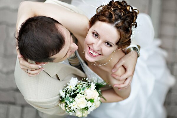 Hochzeit Paar Draufsicht