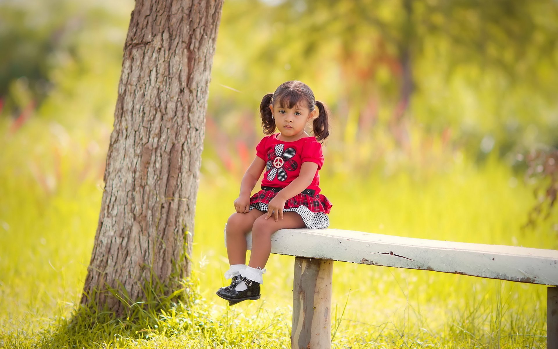 girl bench summer mood