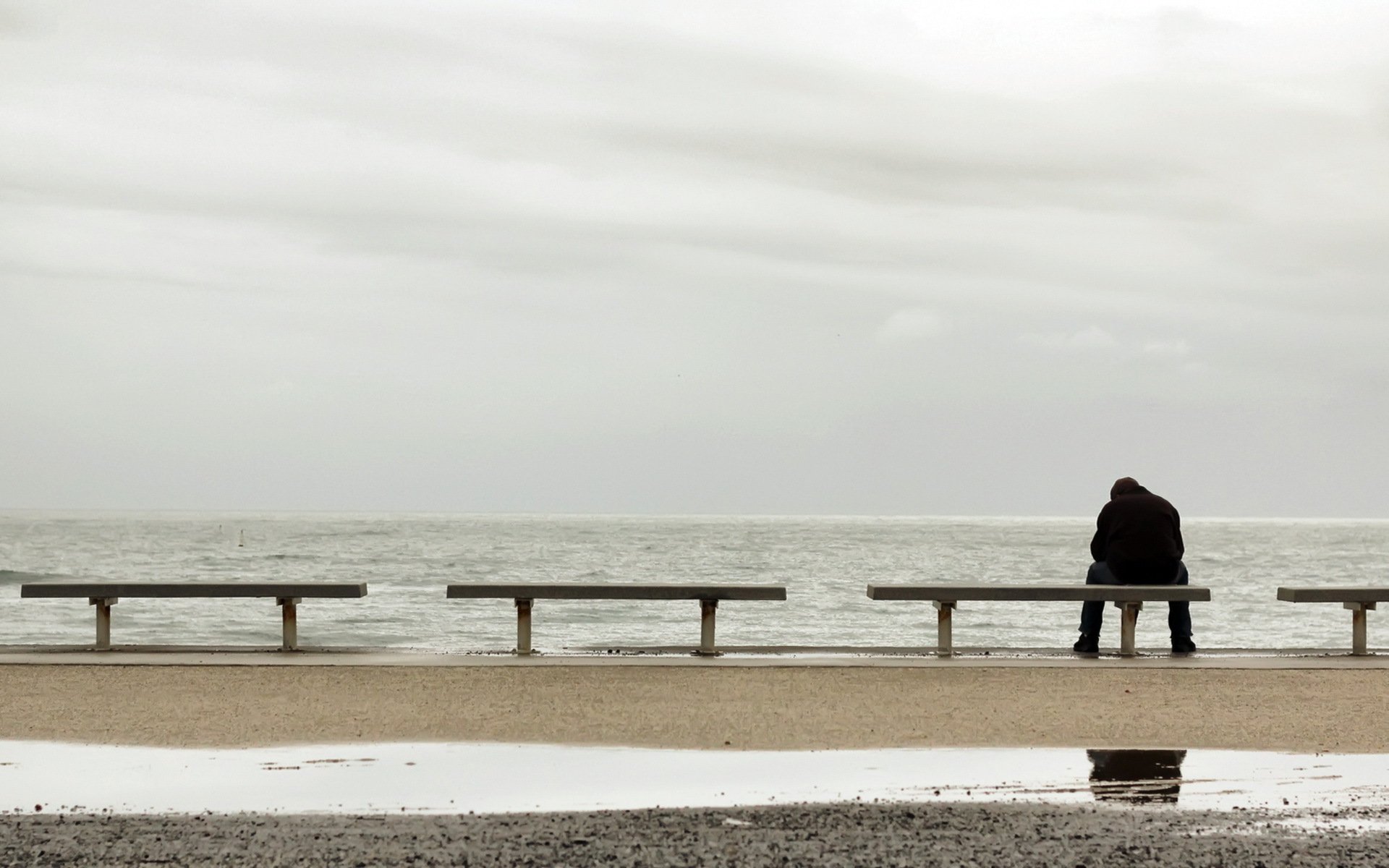 mare panchina uomo solitudine umore