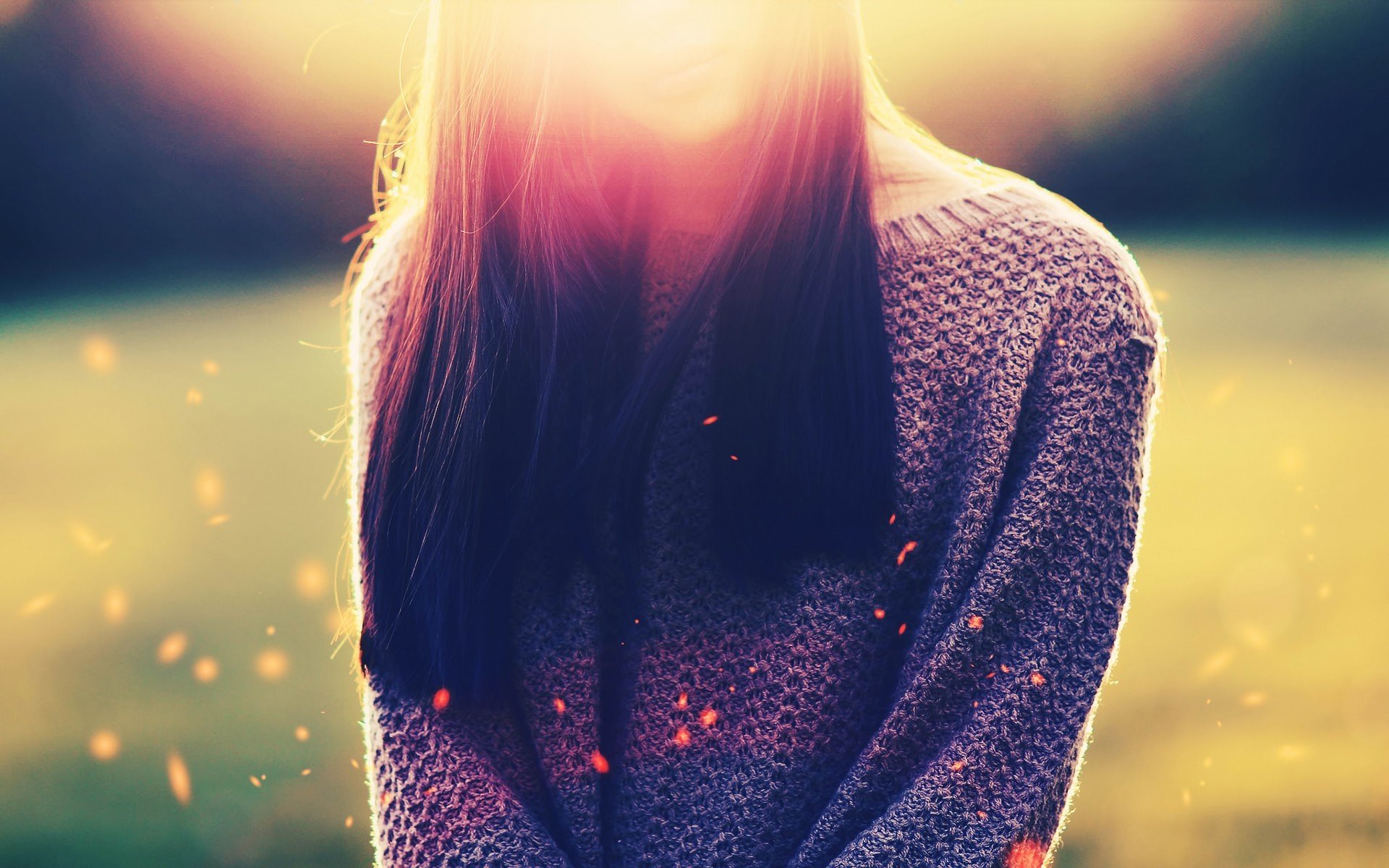 chica estado de ánimo cabello chaqueta naturaleza hierba vegetación fondos de escritorio