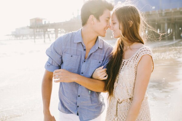 A couple in love in romantic St. Petersburg