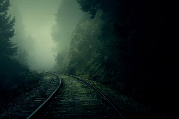 Railway in the fog