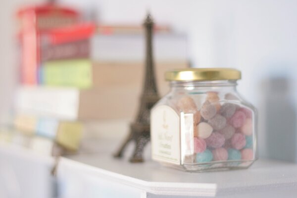 Sweets from Paris on the background of the Eiffel Tower