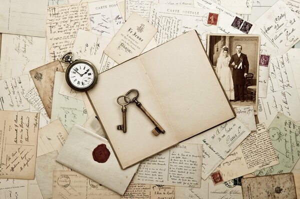 Vintage-Uhren, Fotos, Briefe