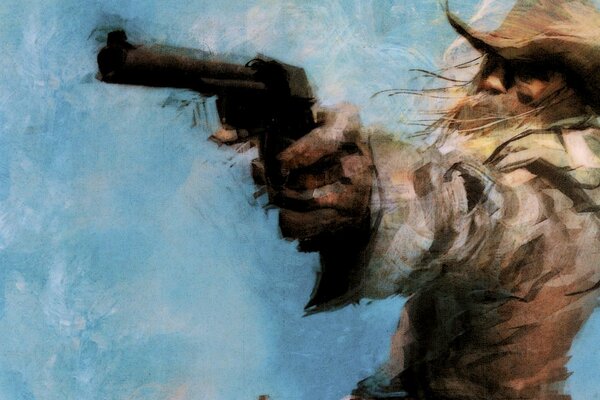 Cowboy occidentale sparatutto con revolver