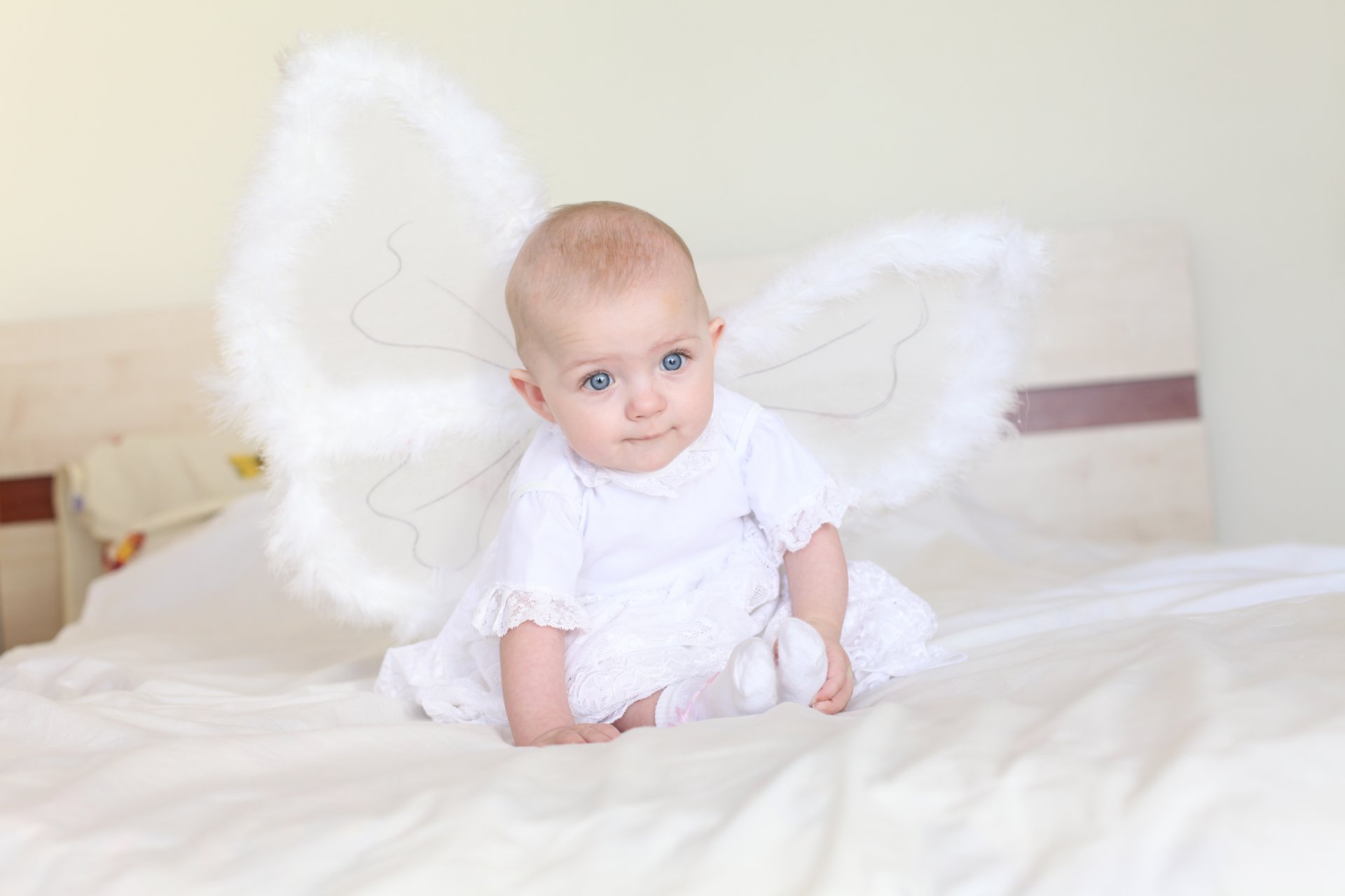 baby mädchen engel engel bett schmetterling hintergrundbilder