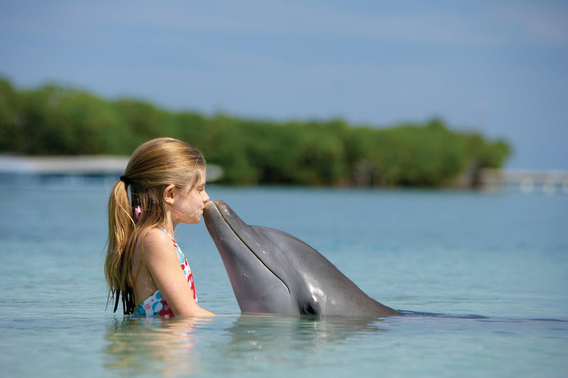 ocean dolphin girl friends child paradise island bahama